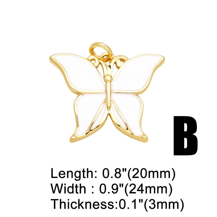 artistic heart shape butterfly copper enamel plating inlay zircon 18k gold plated pendants jewelry accessories - Jewelry Trends USA