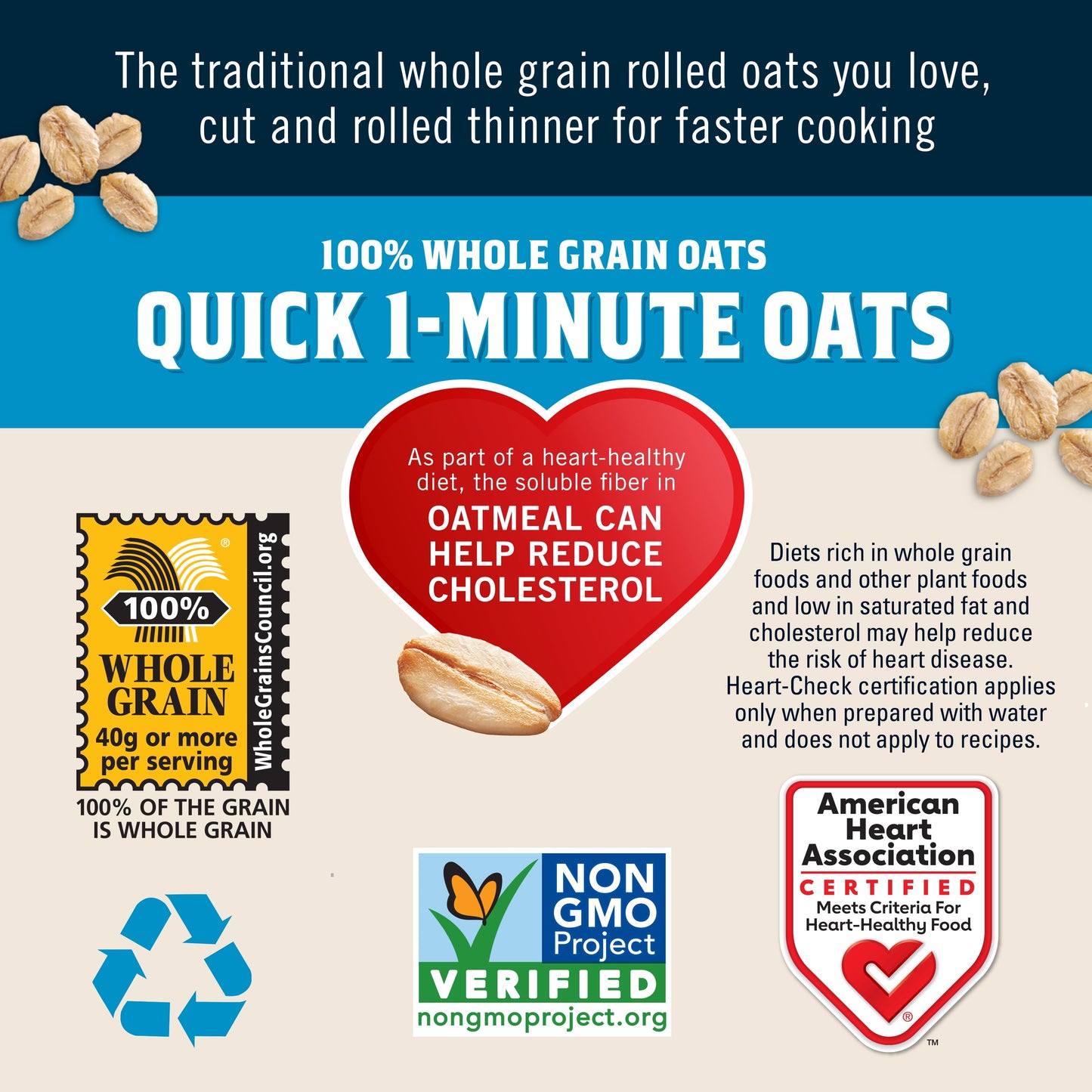 , Quick 1 Minute Oats, Oatmeal, Quick Cook Oatmeal, 42 Oz Canister Dry Oats