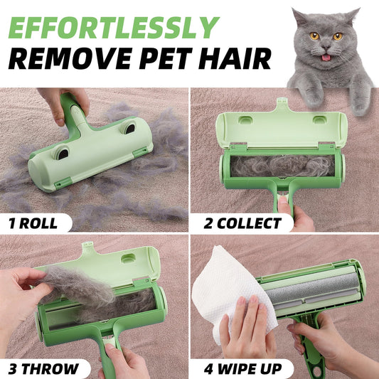 Resuable Pet Hair Remover Cat & Dog Fur Lint Roller for Furniture & Clothing,Green