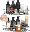 Corner Shower Caddy Shower Rack, SUS304 Stainless Steel Shower Organizer with 8 Traceless Adhesive Hooks Wall Mounted Bathroom Shelf Organizer for Kitchen Toilet Dorm Storage, 2 PACK