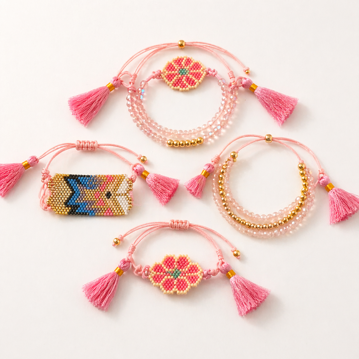 Handcrafted beaded bracelet set