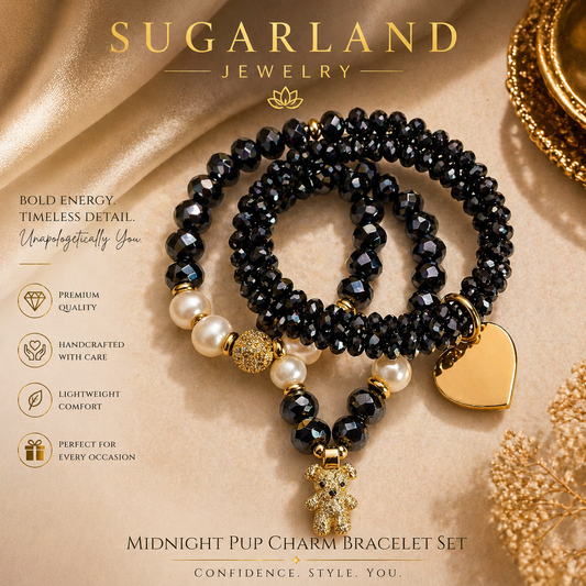 Midnight Pup Charm Bracelet Set