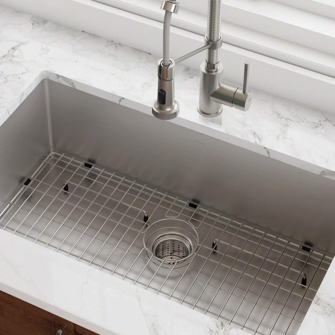 Standart PRO 28-Inch 16 Gauge Undermount Single Bowl Stainless Steel Kitchen Sink, KHU100-28