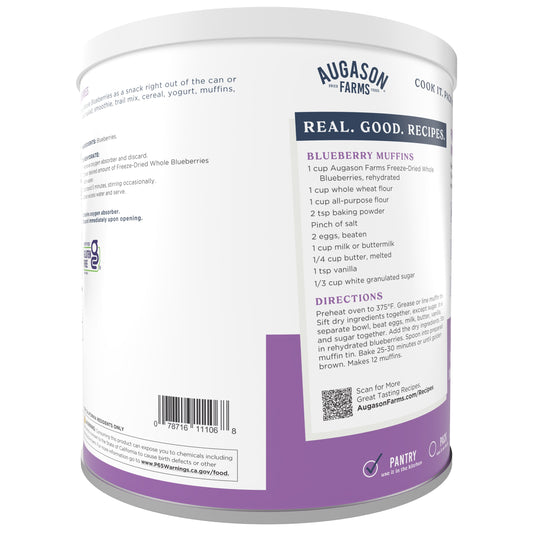 Freeze Dried Whole Blueberries Can – Dried Fruit for Baking & Emergency Food Supply – Freeze-Dried Camping Food with Long Shelf Life for Everyday Meals – 26 Servings