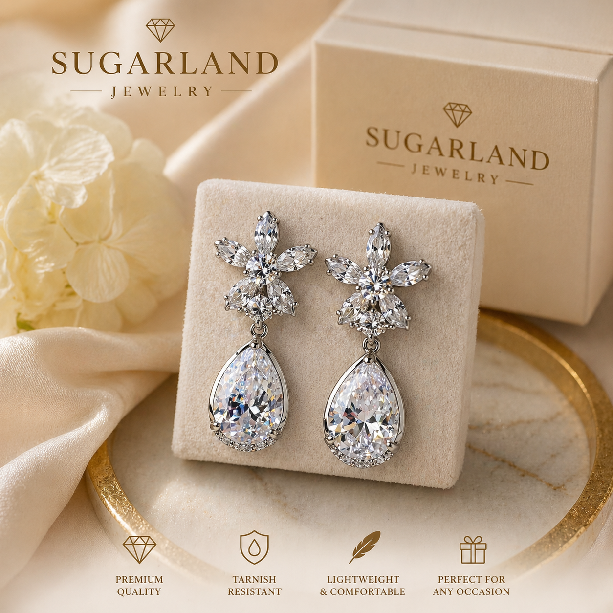 Crystal Bloom Drop Earrings