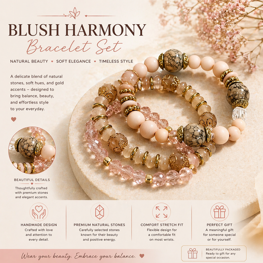 Blush Harmony Beaded Bracelet Set