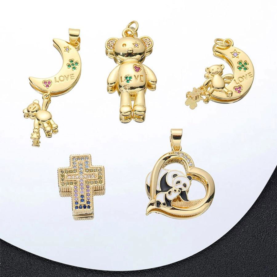 classic style hexagram animal heart shape copper plating inlay zircon gold plated charms jewelry accessories - Jewelry Trends USA