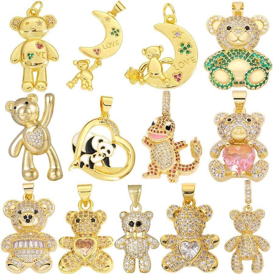 classic style hexagram animal heart shape copper plating inlay zircon gold plated charms jewelry accessories - Jewelry Trends USA