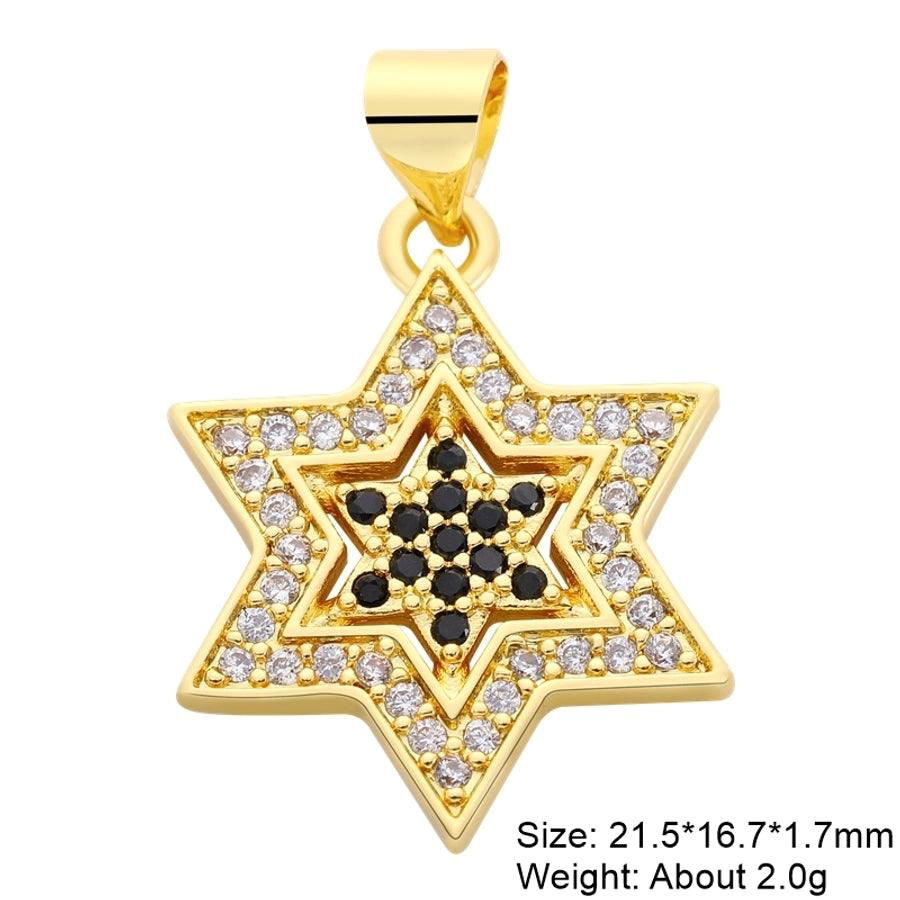 classic style hexagram animal heart shape copper plating inlay zircon gold plated charms jewelry accessories - Jewelry Trends USA