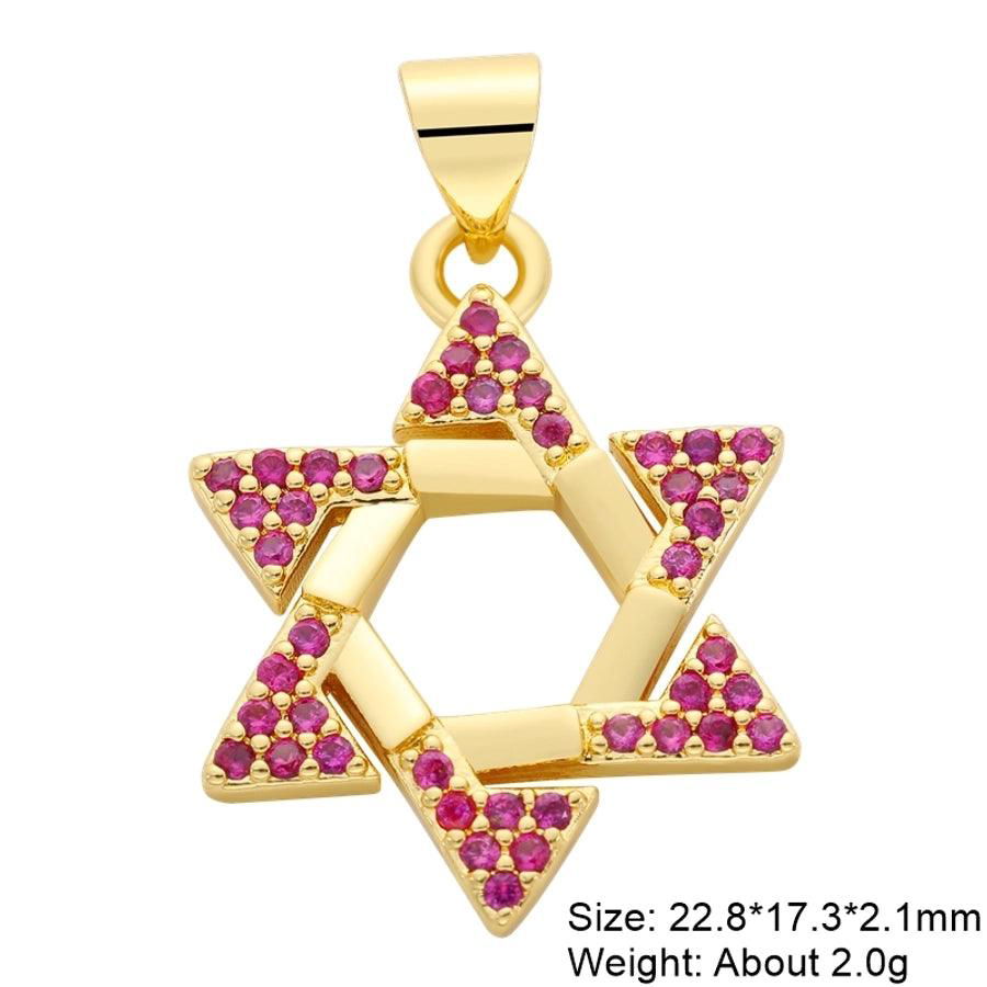 classic style hexagram animal heart shape copper plating inlay zircon gold plated charms jewelry accessories - Jewelry Trends USA