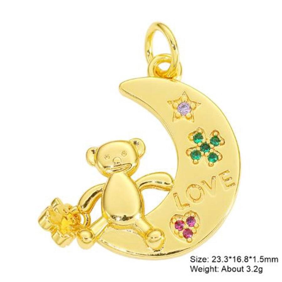 classic style hexagram animal heart shape copper plating inlay zircon gold plated charms jewelry accessories - Jewelry Trends USA