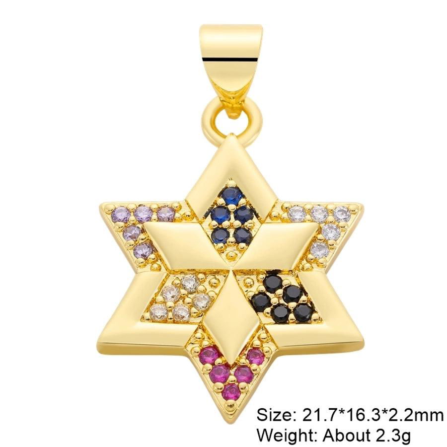 classic style hexagram animal heart shape copper plating inlay zircon gold plated charms jewelry accessories - Jewelry Trends USA