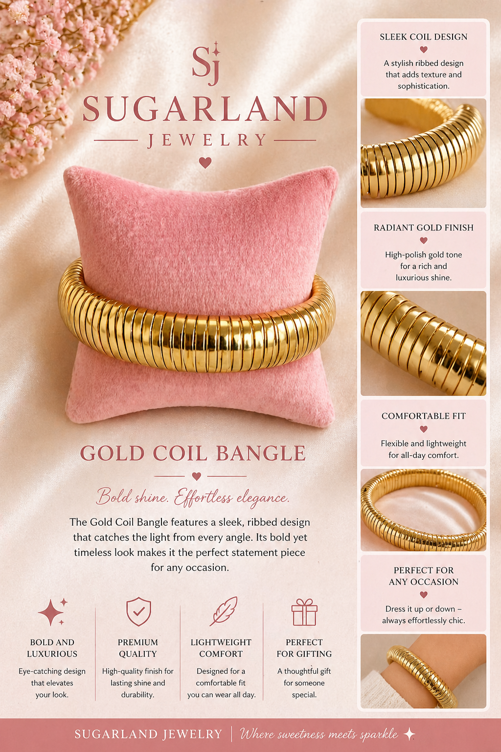 ✨ Gold Coil Bangle