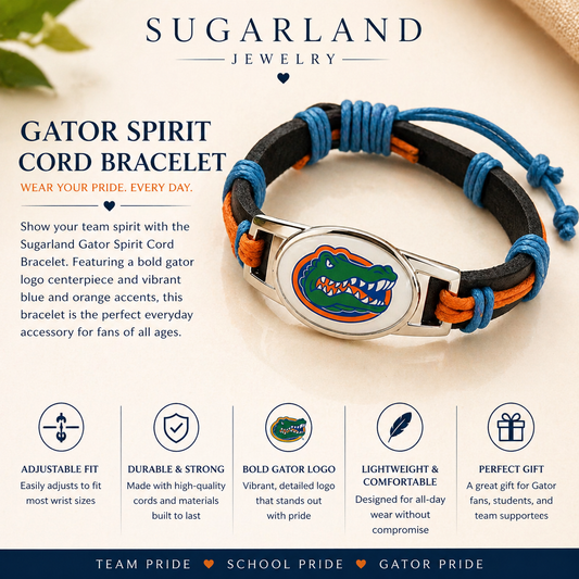 Sugarland Gator Cord Bracelet – Adjustable Blue & Black Sport Bracelet
