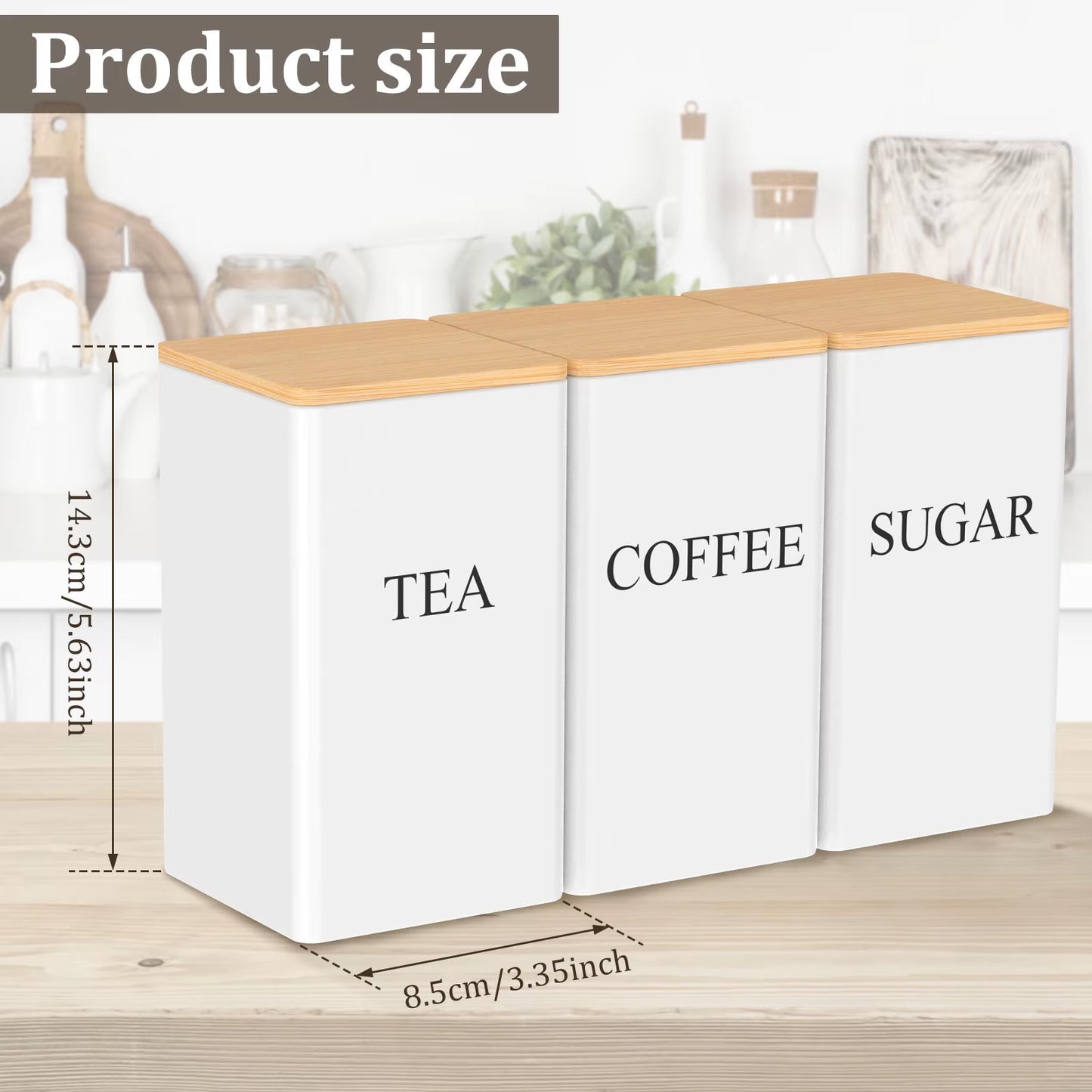 Coffee Bean Storage Jar Metal Coffee Tea Sugar Container Simple Style Sealed Storage with Bamboo Lid Tea Can Kitchen Supplies