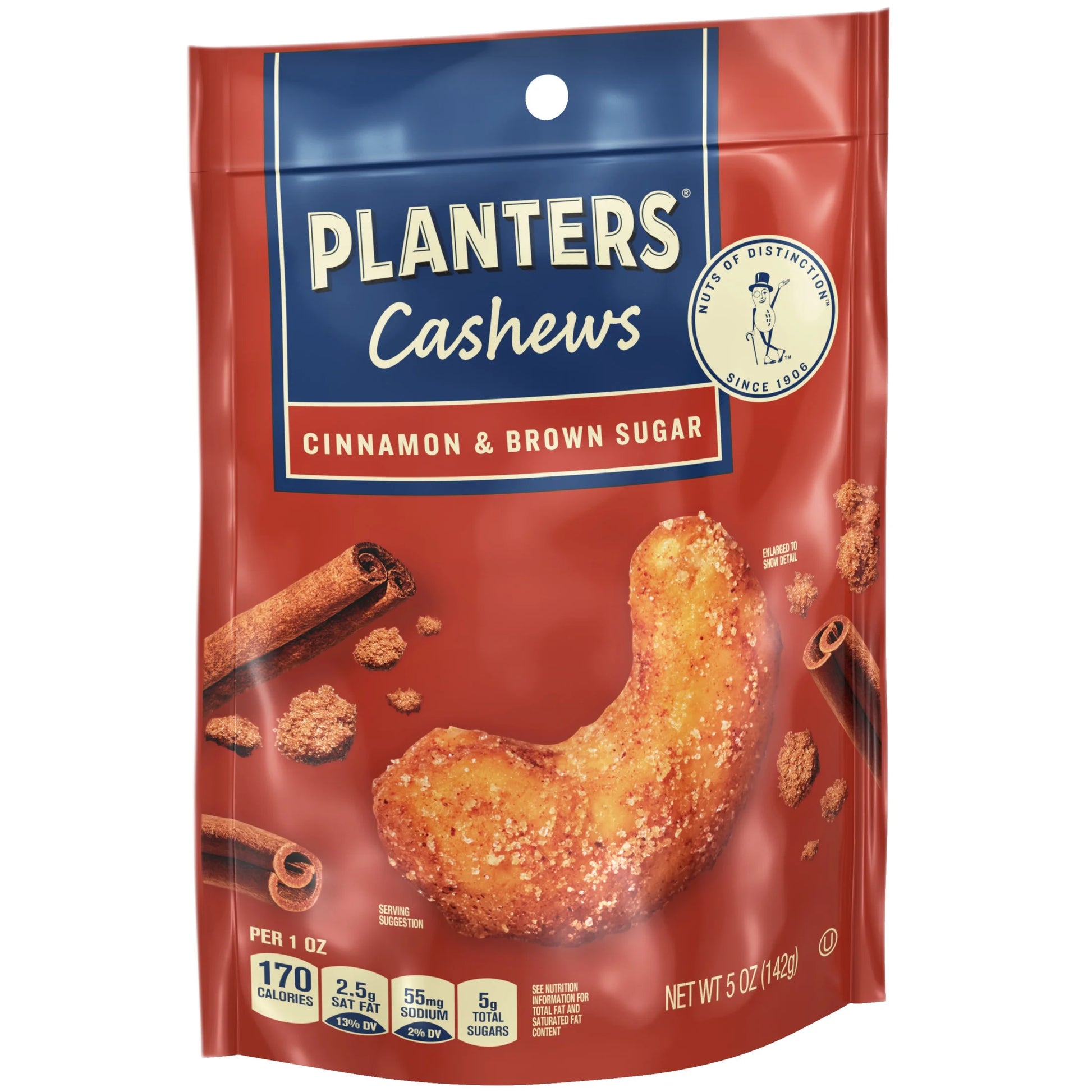 (4 Pack)  Cashews Cinnamon & Brown Sugar, Party Snacks, Plant Based Protein, 5 Oz Bag