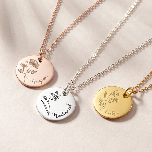 Birth Month Flower Name Necklace - Unique Jewelry Ideas for Birthday