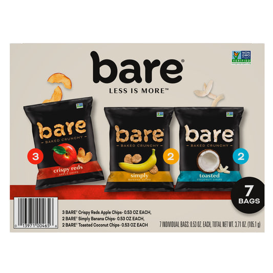 Bare, Baked Crunchy Fruit Chips Snack Pack, 0.53 Oz Bags, 7 Count