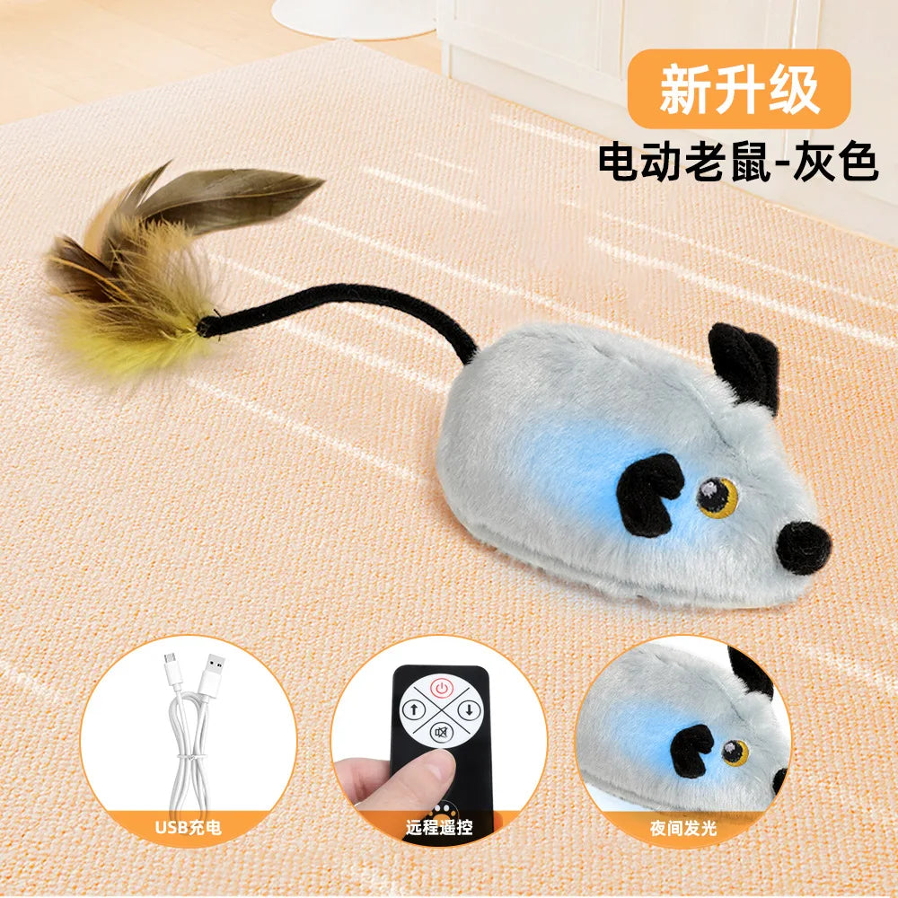 Smart Electric Cat Toy Remote Control Plush Mouse Intelligent Induction Mouse Interactive Cat Teaser Boredom Relief Cat Teaser
