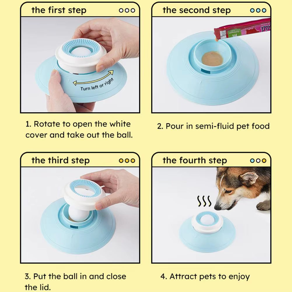 Dog Lick Ball Toy Slow Feeder for Dog Cat Liquid Food Calming Enrichment Toy for Bathing Grooming Anxiety Relief Lick Mat