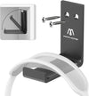 Foldable Headphone Stand & Headset Holder Mount, No-Scratch Silicone Pad Wall Hook for Gaming Headset, Space-Saving under Desk Hanger with Strong Adhesive for PC, Home, and Office, Black