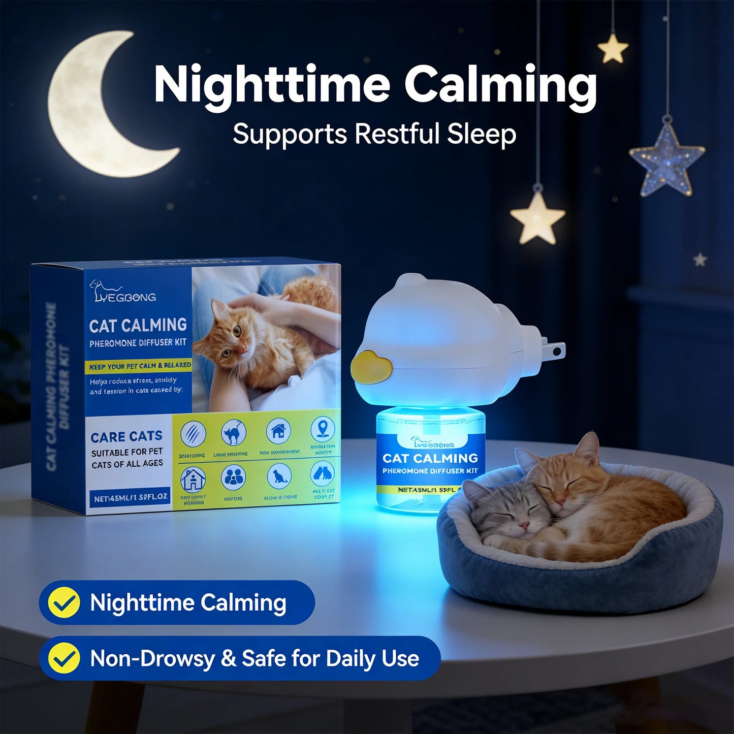 Cat Calming Pheromone Diffuser Kit Effectively Relieve Anxiety Help Pets Relaxing Long-Lasting Sedative Pet Cat Calming Solution
