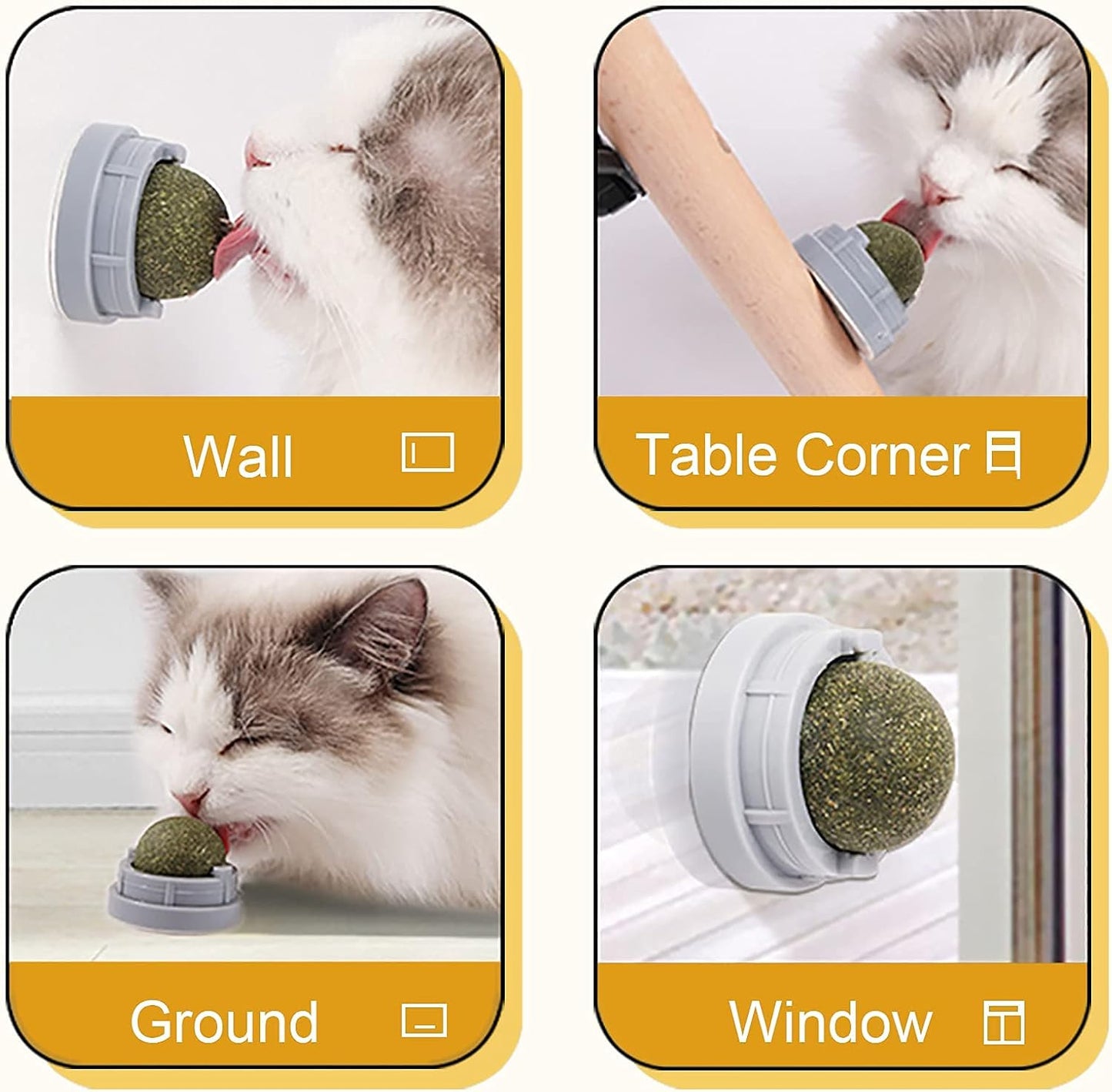 Catnip Cat Toys with 5 Candies, Catnip Wall Ball Toys for Indoor Cats, Rotatable Safe Healthy Edible Licking Balls for Kitty Playing, Kitten Chew Cleaning Teeth Treats Toys…