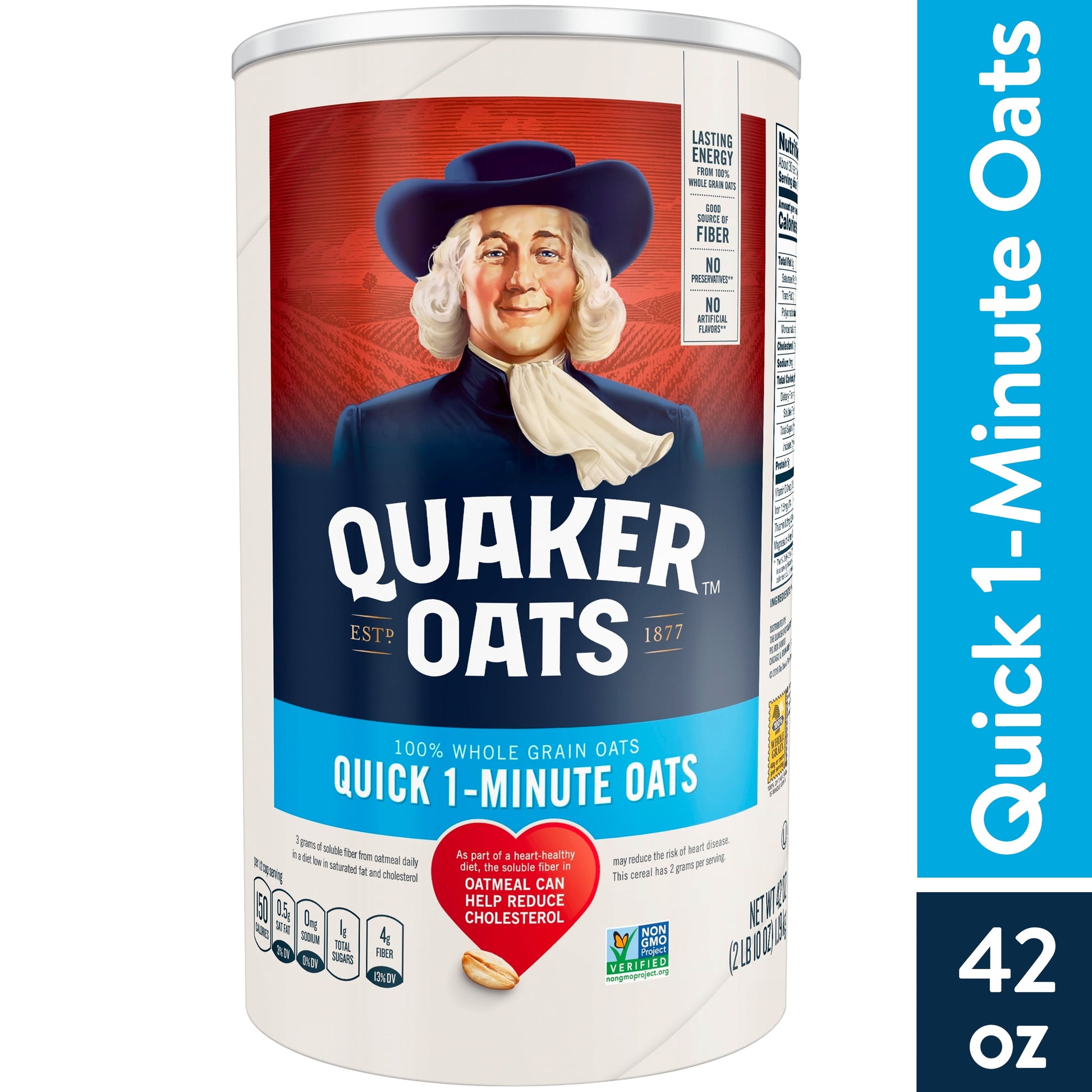 , Quick 1 Minute Oats, Oatmeal, Quick Cook Oatmeal, 42 Oz Canister Dry Oats