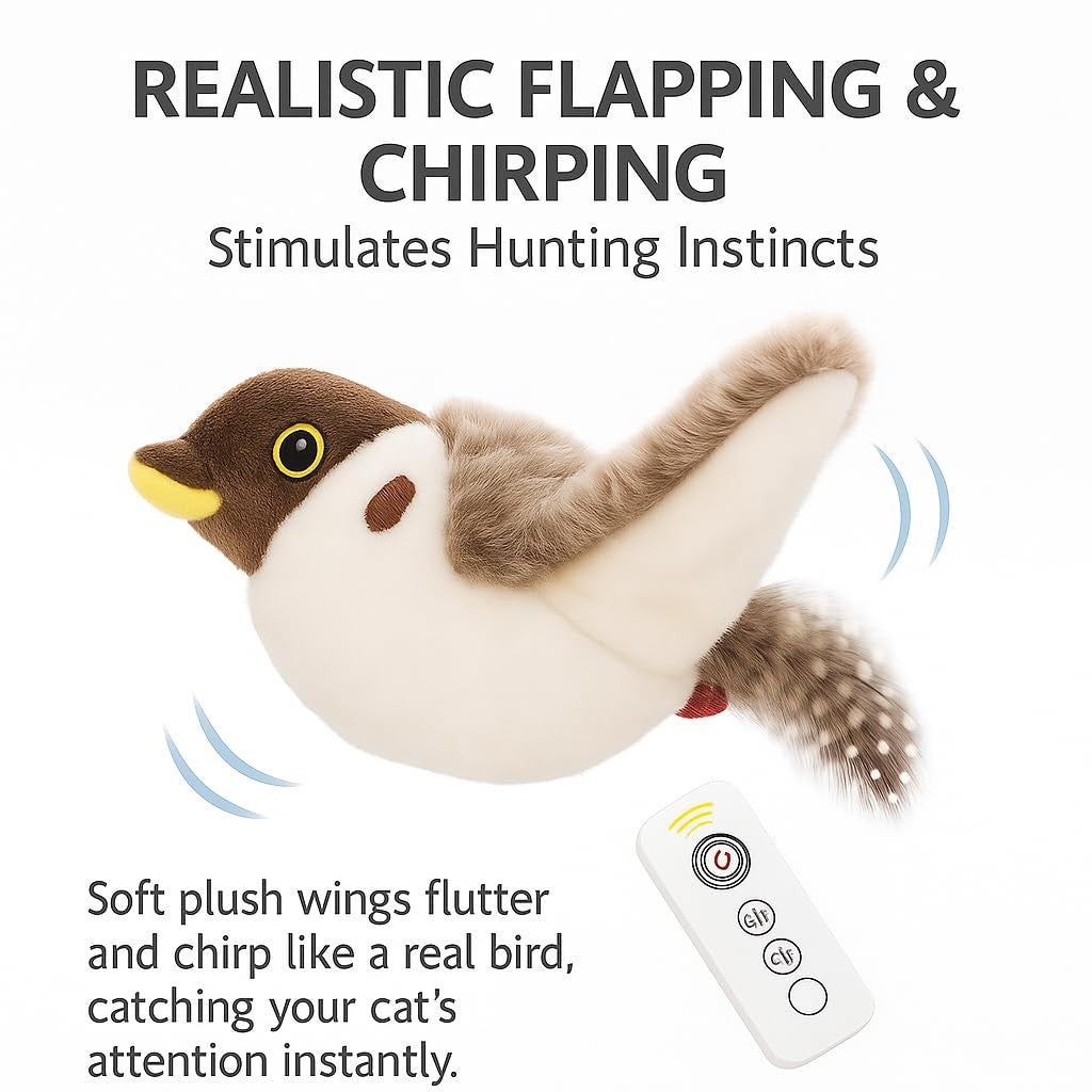 CKFPS Flying Bird Cat Toy – Remote Control, Flapping Wings & Chirping Sound (...