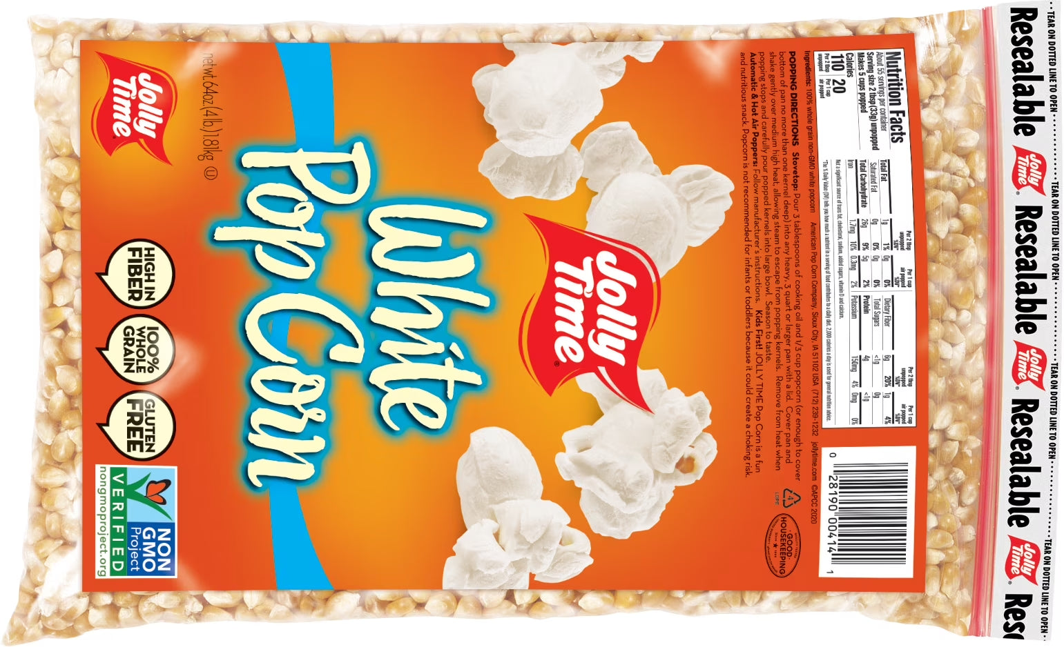 White Popcorn Kernels, 64 Oz. Bag - Gluten-Free