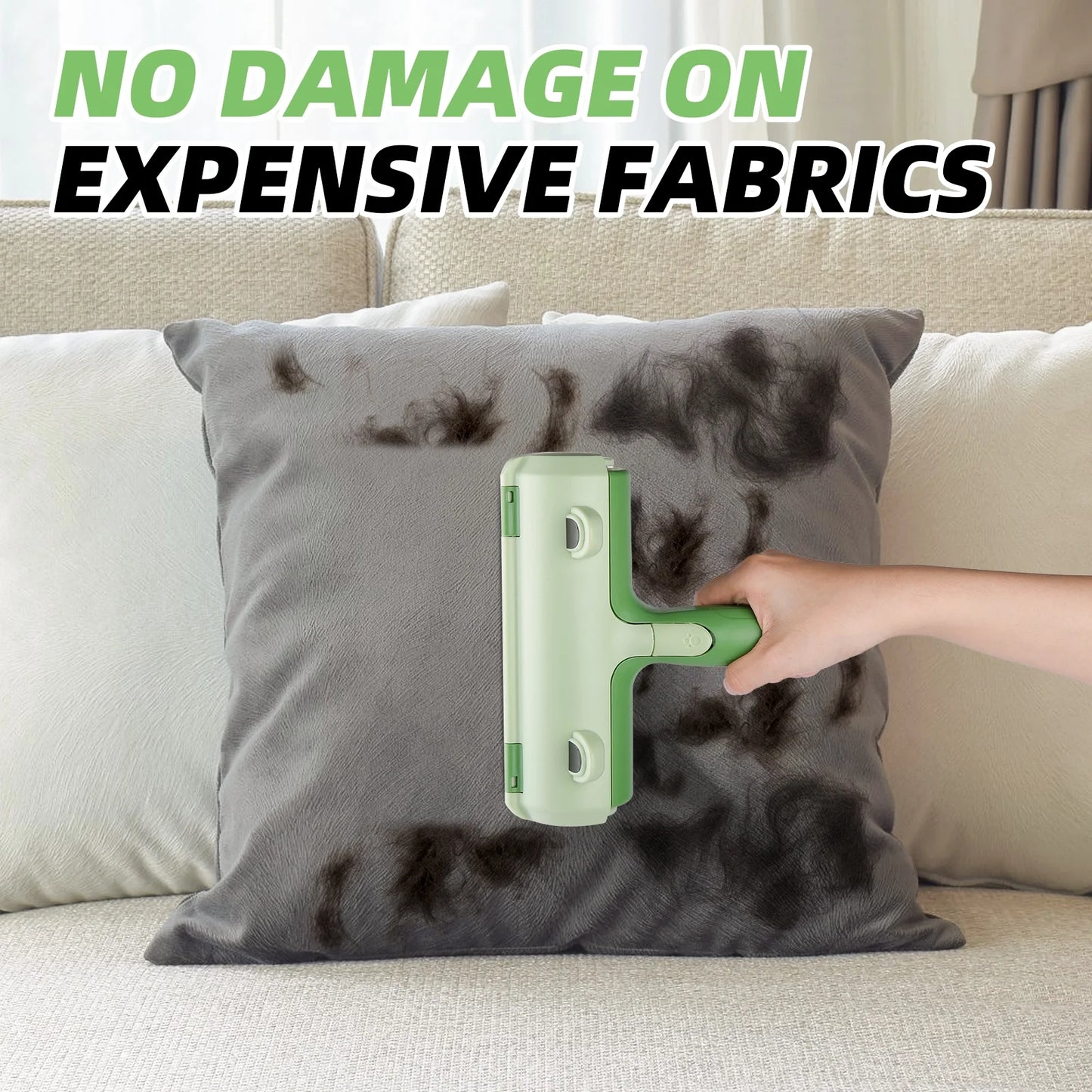 Resuable Pet Hair Remover Cat & Dog Fur Lint Roller for Furniture & Clothing,Green
