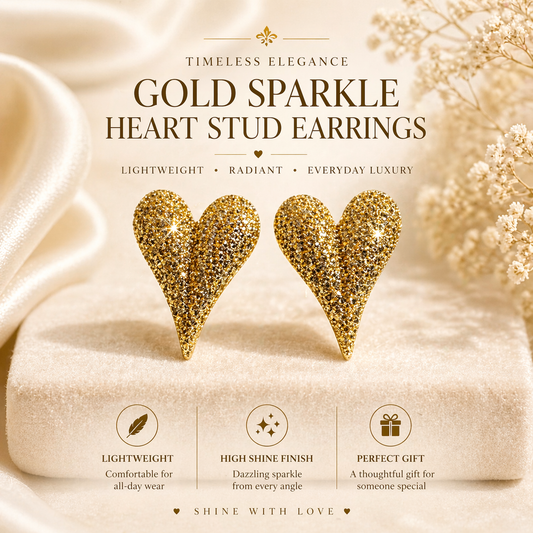 Gold heart stud earrings