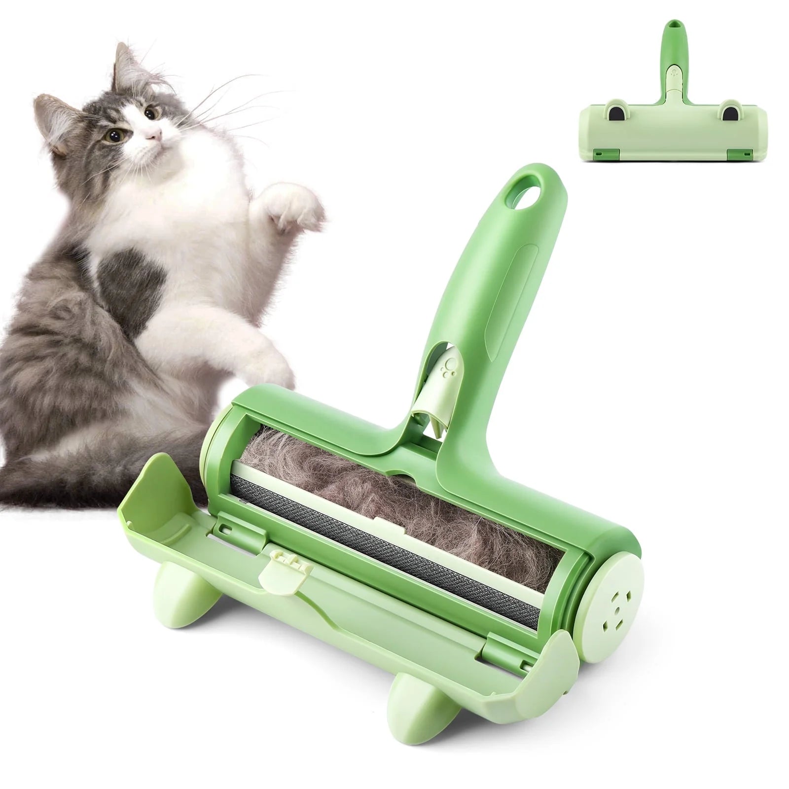 Resuable Pet Hair Remover Cat & Dog Fur Lint Roller for Furniture & Clothing,Green