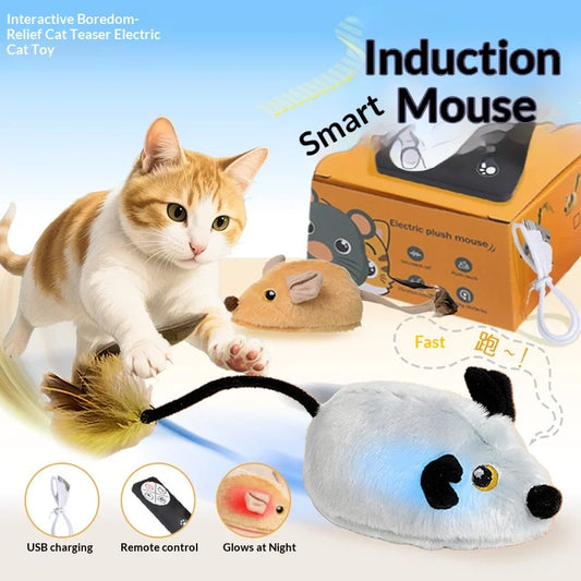 Smart Electric Cat Toy Remote Control Plush Mouse Intelligent Induction Mouse Interactive Cat Teaser Boredom Relief Cat Teaser