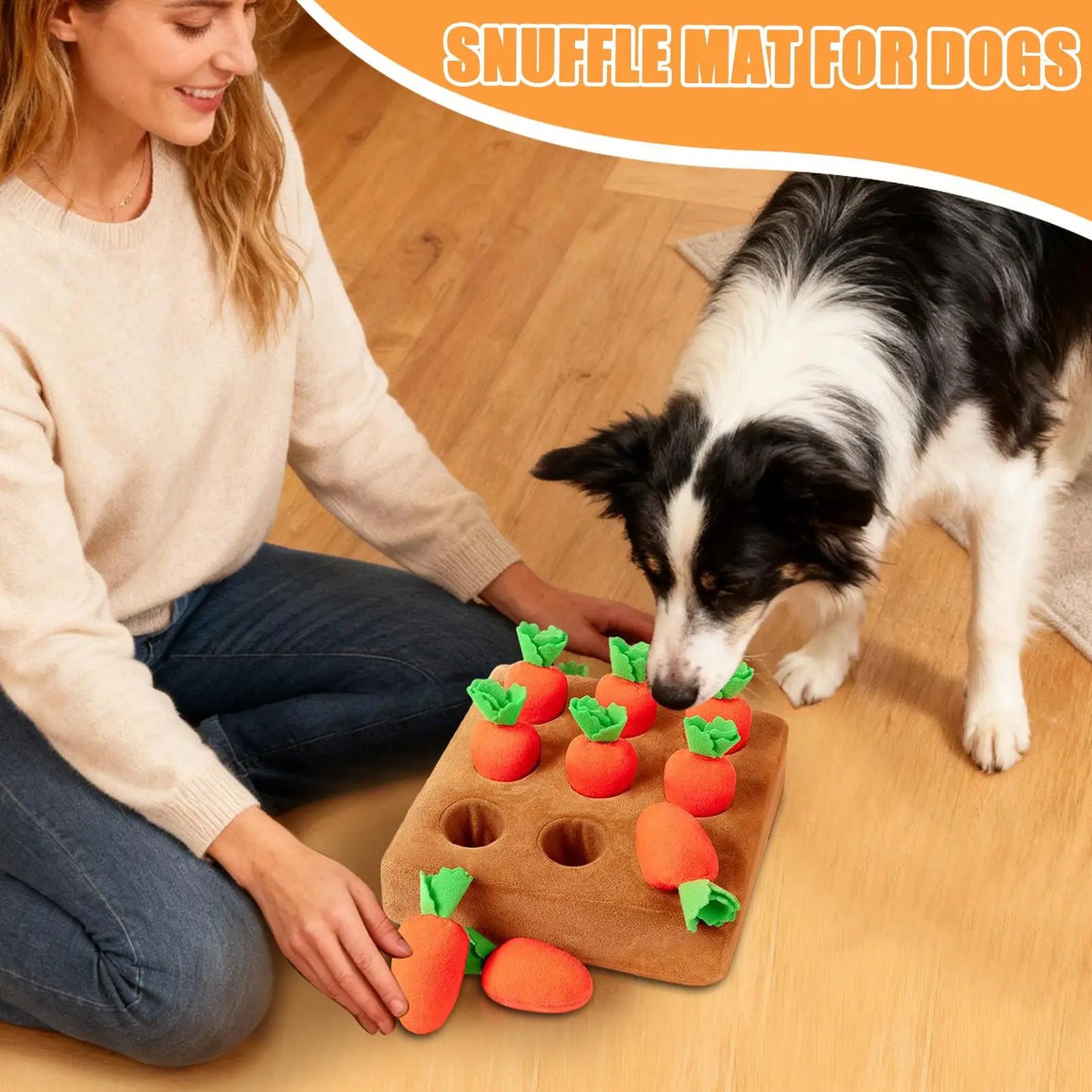 Carrot Snuffle Mat for Dogs Cats Puzzle Toy with Carrots for Small Medium Large Interactive Pet Stress Relief Dogs Chew Toys