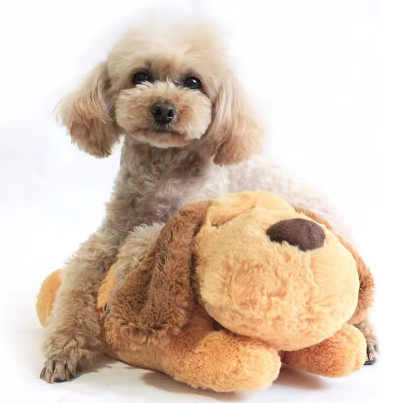 【Calming Anxiety Relief】Dog Plush Toy with Heartbeat Simulator Warm Puppy Sleep Companion Stress Relief Cuddly Toy for Anxious