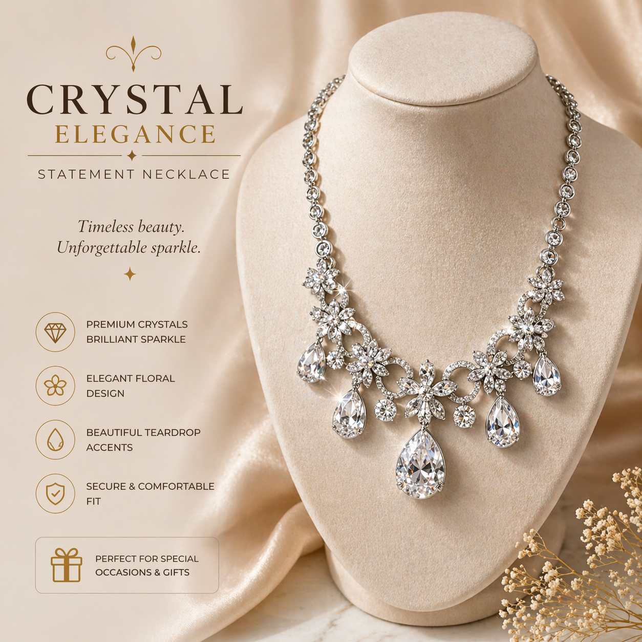 Crystal Elegance Statement Necklace