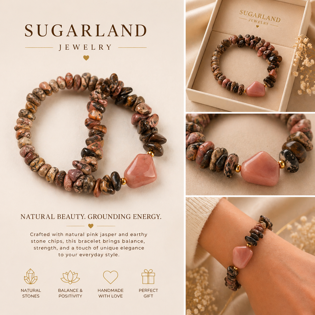 Pink Jasper Earth Bracelet