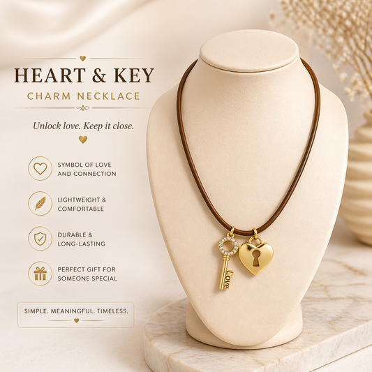 🔐 Heart & Key Charm Necklace