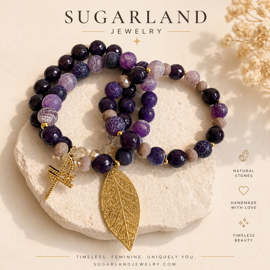 Royal Amethyst Charm Bracelet Set