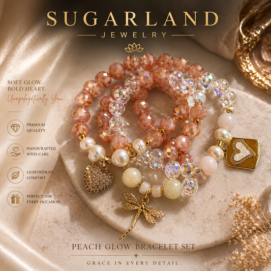 Peach Glow Elegance Bracelet Set