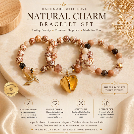 Elegant Charm Beaded Bracelet Set