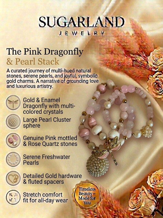 The Pink Dragonfly & Pearl Stack