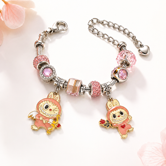 Sugarland Pink Charm Bracelet – Cute Cupid Bunny Beaded Bracelet