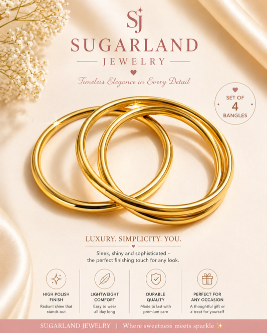 Luxury Minimal Gold Bangles Set (4 Pieces)