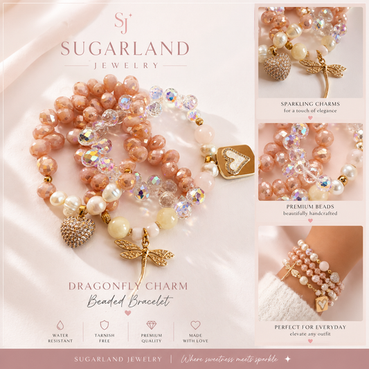 Dragonfly Charm Beaded Bracelet