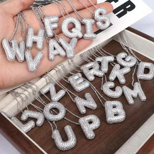 simple style classic style letter copper plating silver plated pendant necklace - Jewelry Trends USA