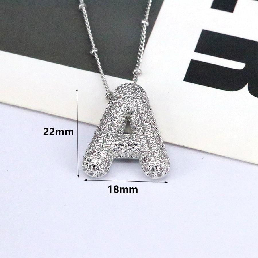 simple style classic style letter copper plating silver plated pendant necklace - Jewelry Trends USA