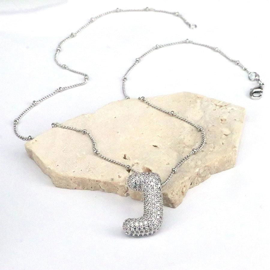 simple style classic style letter copper plating silver plated pendant necklace - Jewelry Trends USA