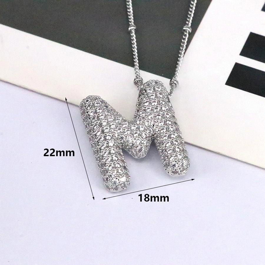 simple style classic style letter copper plating silver plated pendant necklace - Jewelry Trends USA